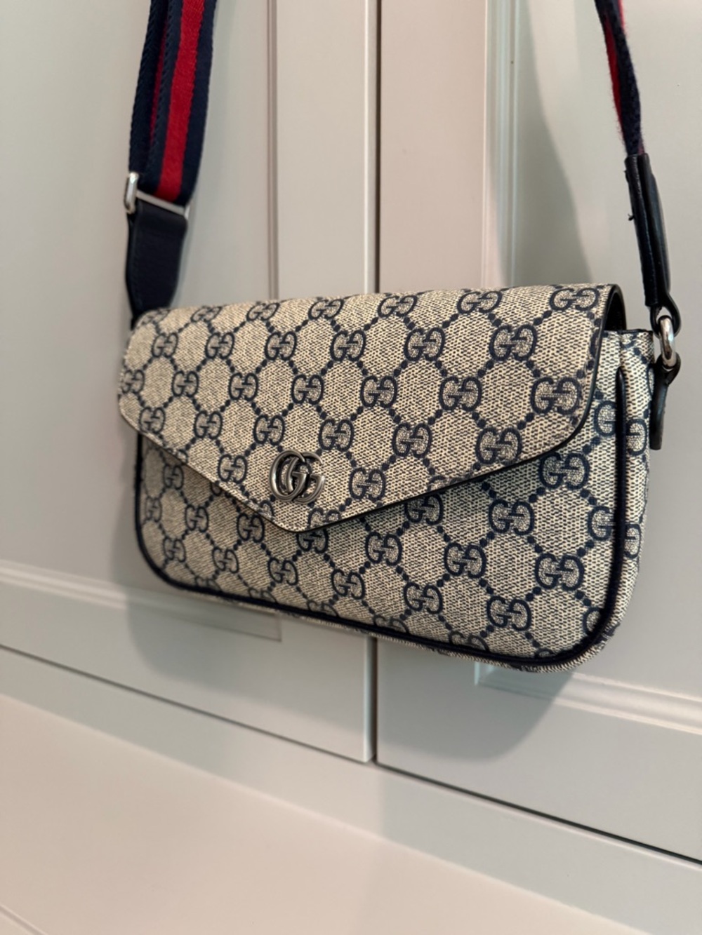 Gucci Ophidia leather-trimmed printed coated-canvas shoulder bag